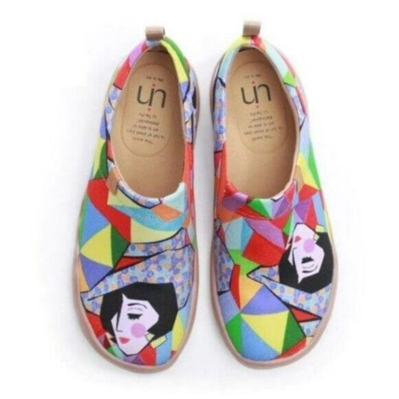 UIN Shoes - Size 10 NWT UIN Slip On Shoes Canvas Comfortable Loafers Rainbow Girl